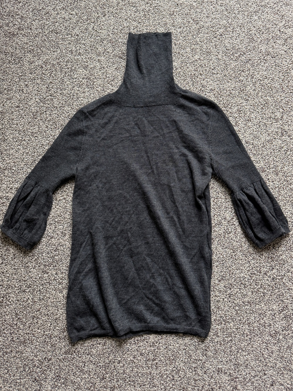 Prada Italy Gray Wool Silk Turtleneck 1/2 Sleeve Delicate Sweater 40